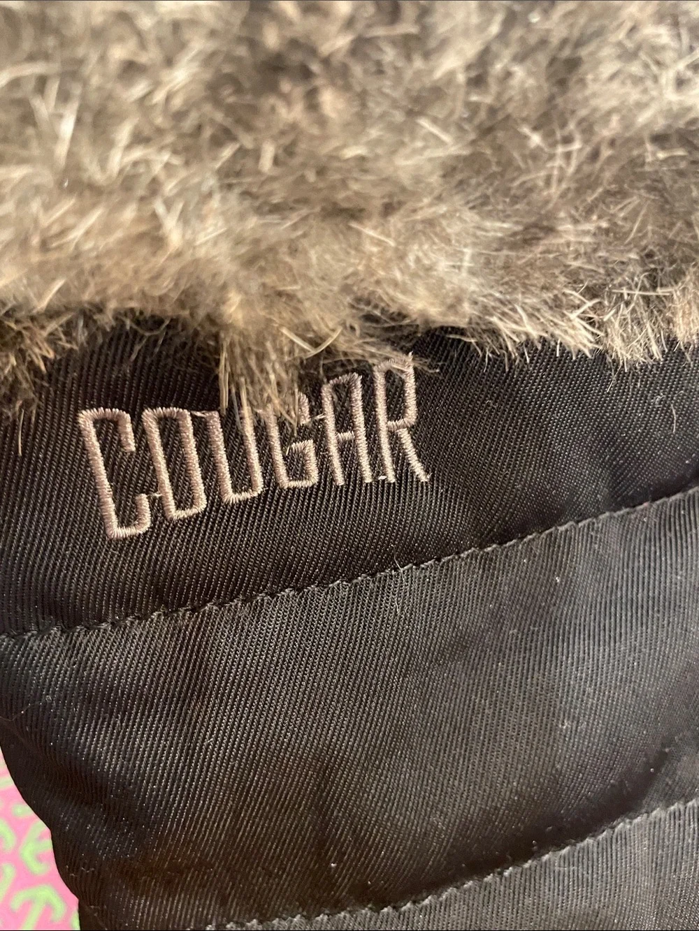 Cougar Black and Gray Faux Fur-Trim Winter Lace-Up Boots